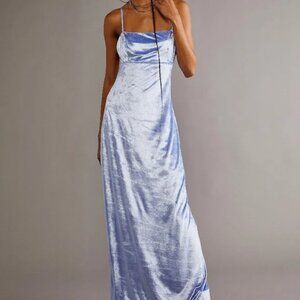 FREE PEOPLE Dress Womens‎ 12 Blue Velvet Karlie Cowl Maxi Open Back OB1400522